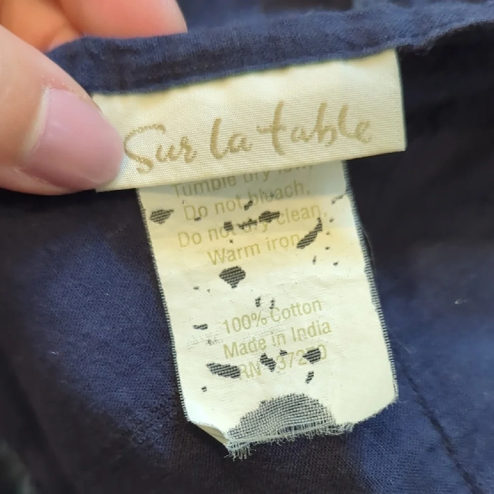 Sur La Table Blue Denim-Style Apron with Eiffel Tower Detail